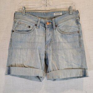 H&M Boyfriend Denim Shorts Womens US 6 Blue Loose Waist Cuffed Jean Shorts